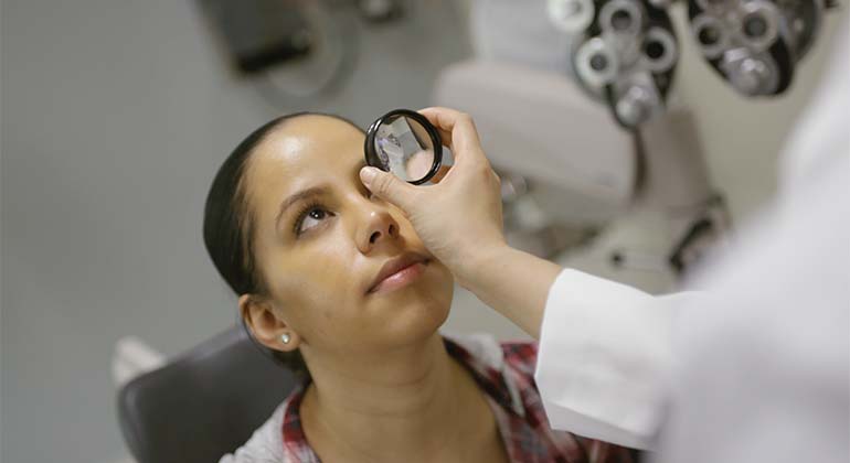 Patient with an eye doctor