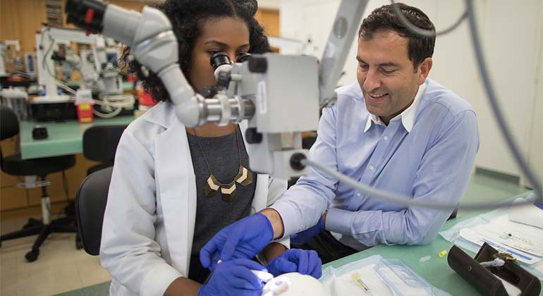 Two doctors in a lab