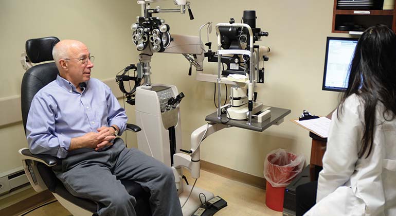 Doctor and patient in exam room