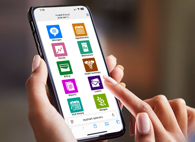 Photo of NYEE patient portal app