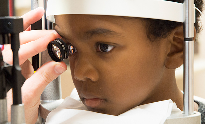 closeup of child exam glaucoma
