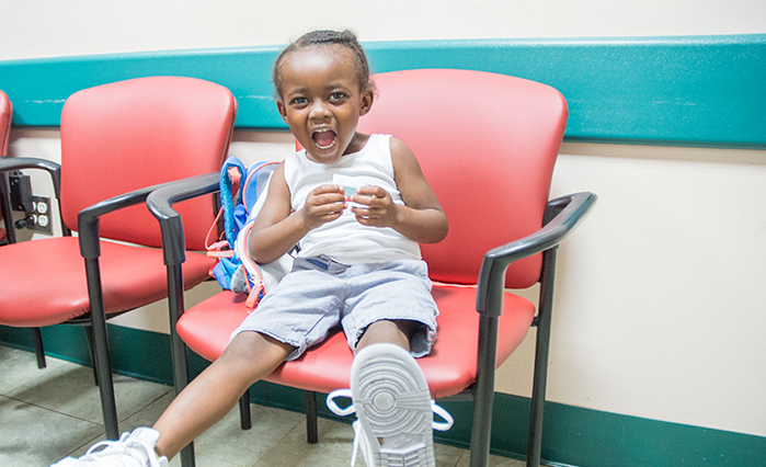 Young girl in waiting room